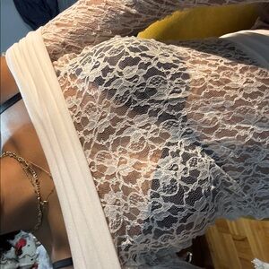 Derek Heart Cream Lace Detail Top